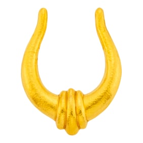Ilias Lalaounis Hammered Gold Clip-Brooch