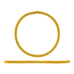 Ilias Lalaounis Braided Gold Necklace and Bracelet