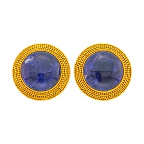 Ilias Lalaounis Pair of Gold and Sodalite Earclips