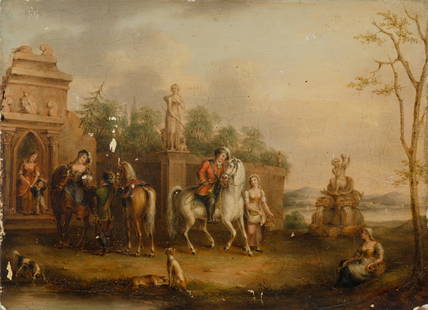 Dutch School: 17th-18th CenturyTravelers Stopping for Refreshments on a RoadOil on panel9 x 12 inches (22.8 x 30.5 cm) Unframed