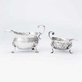 George II Sterling Silver Cream Boat and George III Sterling Silver Sauceboat