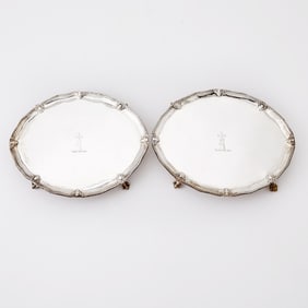 Pair of George III Sterling Silver Oval Salvers