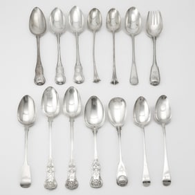 Group of Sterling Silver and Silver Plate Stuffing Spoons