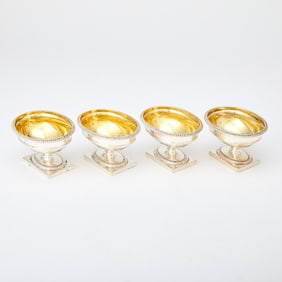 Four George III Parcel Gilt Sterling Silver Salt Cellars