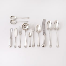 Elizabeth II Sterling Silver "Queen Anne" Pattern Flatware Service