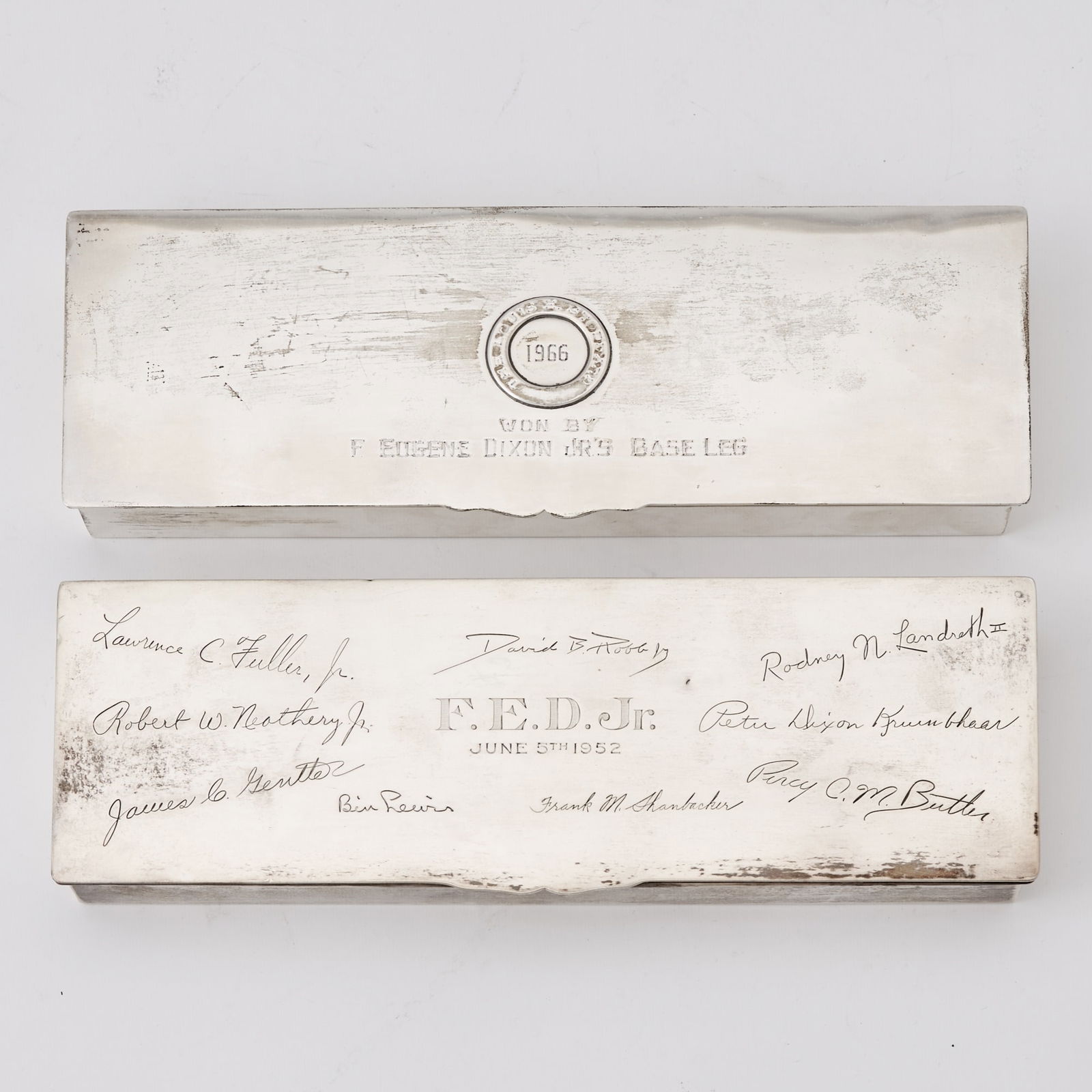 Horse Racing Interest: Two American Sterling Silver Table Cigarette Boxes (1 of 5)