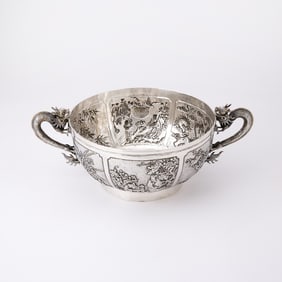 Chinese Export Silver Centerpiece Bowl