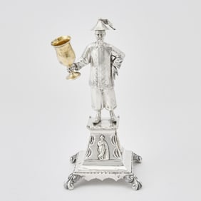 Portugese Silver and Parcel Gilt Figural Candlestick Porto, mid 19th century