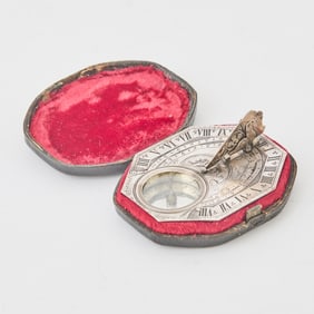 Louis XIV Silver Pocket Sundial and Compass