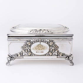 Continental Louis XVI Style Silver Plated Jewelry Casket