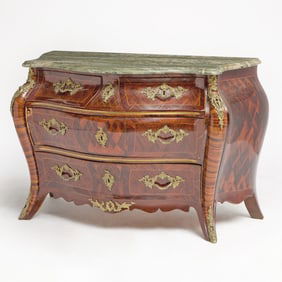 Swedish Adolf Frederick Rococo Gilt-Bronze Mounted Kingwood Parquetry Inlaid Commode
