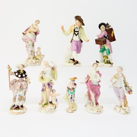 Assorted Group of Eight German Porcelain Figurines