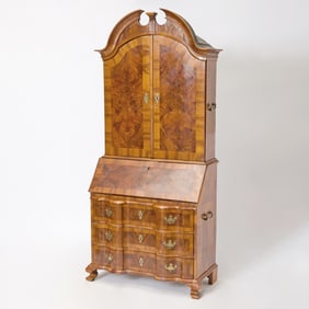 North German Baroque Walnut Bureau Cabinet