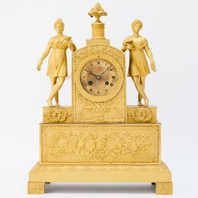 Empire Ormolu Figural Mantel Clock, Allegorical of the Arts
