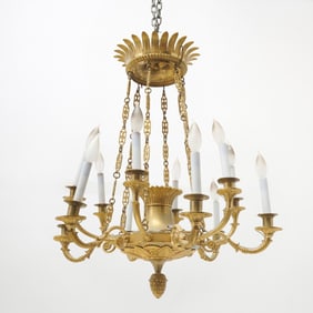 Empire Ormolu Twelve-Light Chandelier