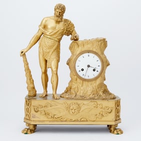 Empire Ormolu Figural Mantel Clock, depicting Hercules
