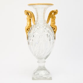 Russian Neoclassical Ormolu Mounted Cut-Glass Vase, Probably St. Petersburg