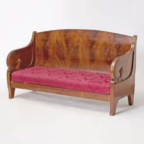 Russian Neoclassical Upholstered Mahogany Sofa