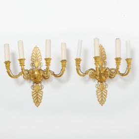 Pair of Empire Ormolu Four-Branch Wall-Lights