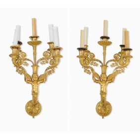 Pair of Empire Ormolu Five-Branch Wall-Lights
