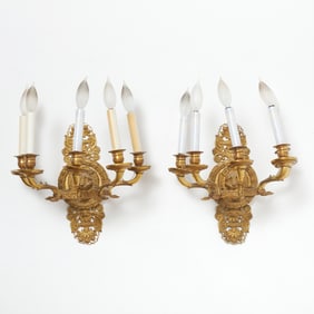 Pair of Empire Ormolu Five-Branch Wall-Lights