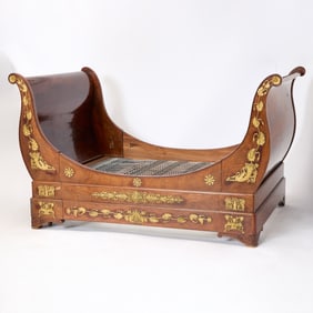 Empire Ormolu-Mounted Mahogany Sleigh Bed