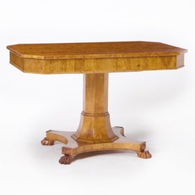 Neoclassical Karelian Birchwood Center Table