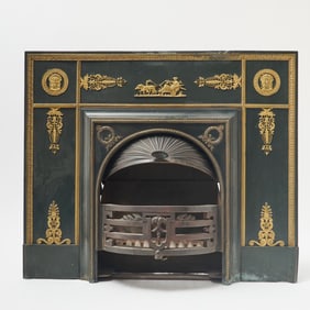 Empire Style Gilt-Bronze and Metal Mounted Fireplace
