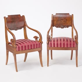 Pair of Russian Neoclassical Mahogany Armchairs