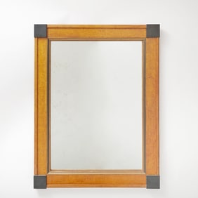 Russian Neoclassical Parcel Ebonized Karelian Birchwood Mirror