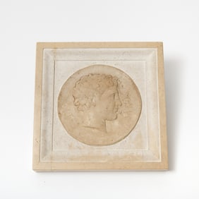 Italian Grand Tour Carved Stone, Limestone and Marble Portrait Roundel