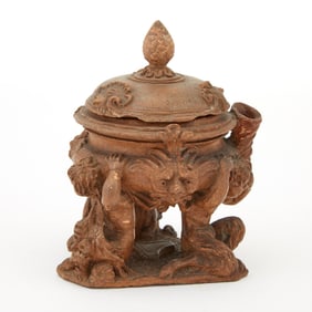 Continental Terracotta Lidded Inkwell