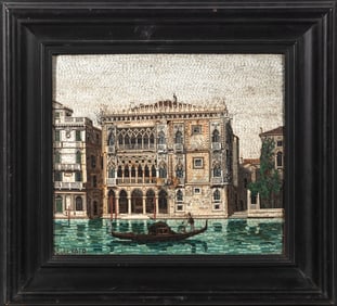 Italian Grand Tour Micromosaic Panel of the Ca d'Oro, Venice, Grand Canal by E. Cerato