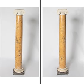 Pair of Scagliola Columns; Together with Capitals and Bases