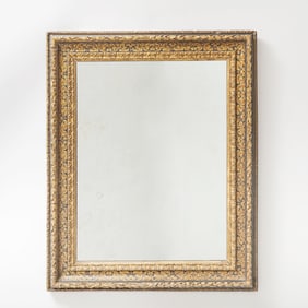 Italian Black Painted and Parcel-Giltwood Mirror