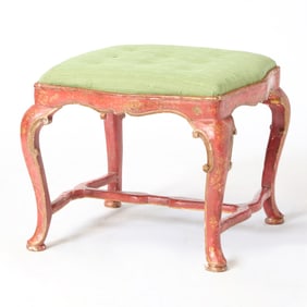 Venetian Rococo Red and Parcel-Gilt Painted Stool