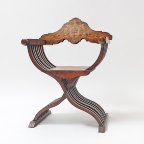Italian Renaissance Style Savonarola or Dante Style Arm Chair