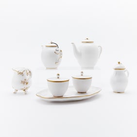 Five Vincennes and Sèvres Gilt-White Porcelain Teawares
