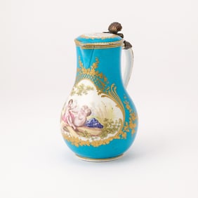 Sèvres Gilt-Metal Mounted Lidded Porcelain Baluster Jug