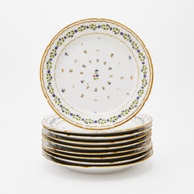 Set of Nine Paris Queen’s Factory Lobbed Plates