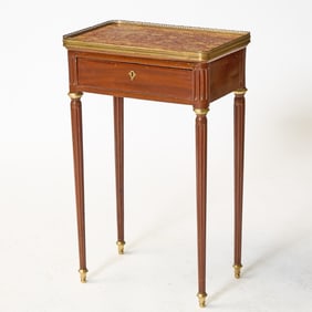 Louis XVI Mahogany and Marble Top Side Table