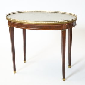 Louis XVI Bronze Mounted Mahogany Oval Bouillotte Table