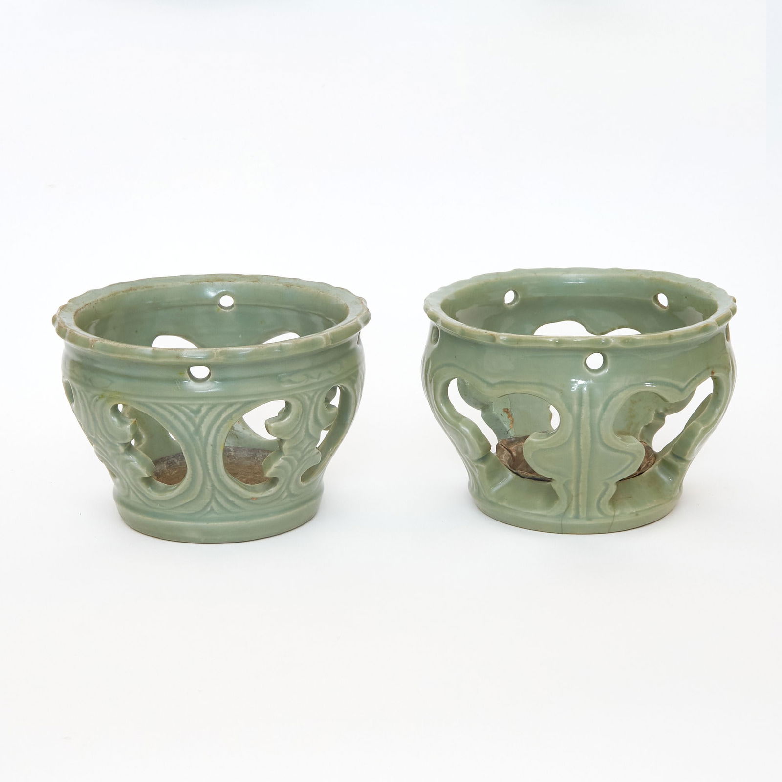 Two Chinese Longquan Celadon Openwork Brazier Stands (1 of 3)