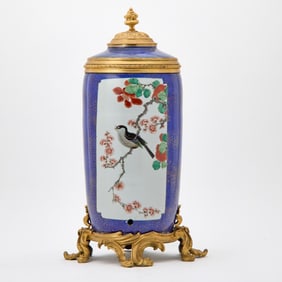 Chinese Famille Verte Ormolu-Mounted Porcelain Vase and Cover