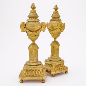 Pair of Louis XVI Gilt-Bronze Candlesticks and Covers
