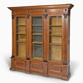 Empire Walnut and Part-Ebonzed Library Bookcase