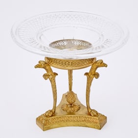 Empire Small Cut-Glass Mounted Gilt-Bronze Tazza