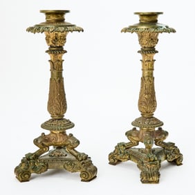 Pair of Louis Philippe Gilt Bronze Candlesticks