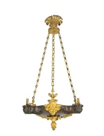 Louis Philippe Bronze and Ormolu Mounted Three-Light Chandelier