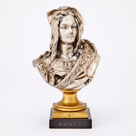 French Silvered-Gilt Bronze Bust of Raphael Albert-Ernest Carrier-Belleuse